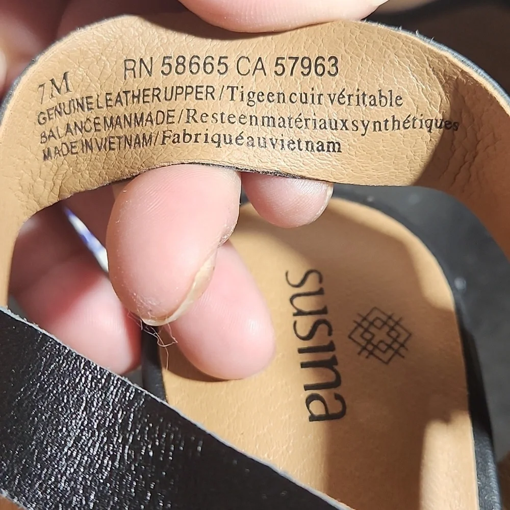 SUSINA Black Woven Strap Sandal Wedge 7M